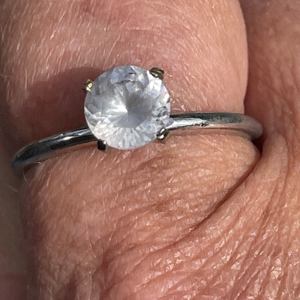 Size 11 Uncas Vanderbilt Jewel Solitaire cubic zirconia silver ring Vintage 80s - Picture 4 of 4